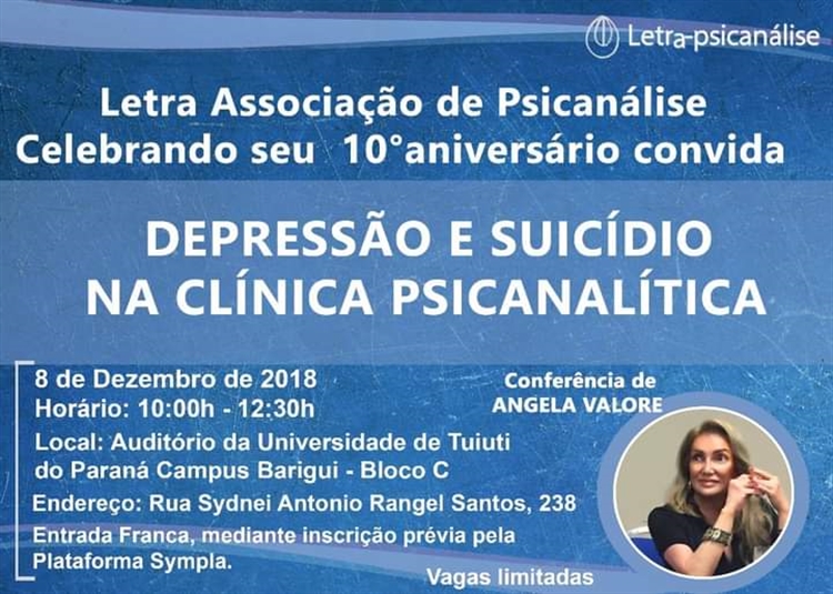  Celebração do 10º aniversário: Depressão e suicídio na clínica psicanalítica