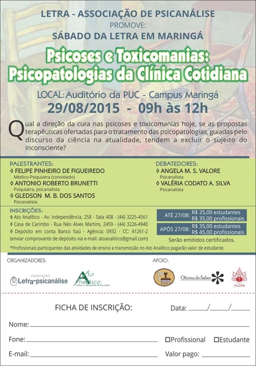 Sábado da Letra: Psicose e toxicomanias: Psicopatologias da clínica cotidiana