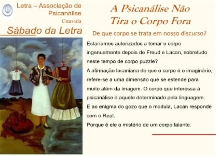  Sábado da Letra - A Psicanálise não tira o corpo fora