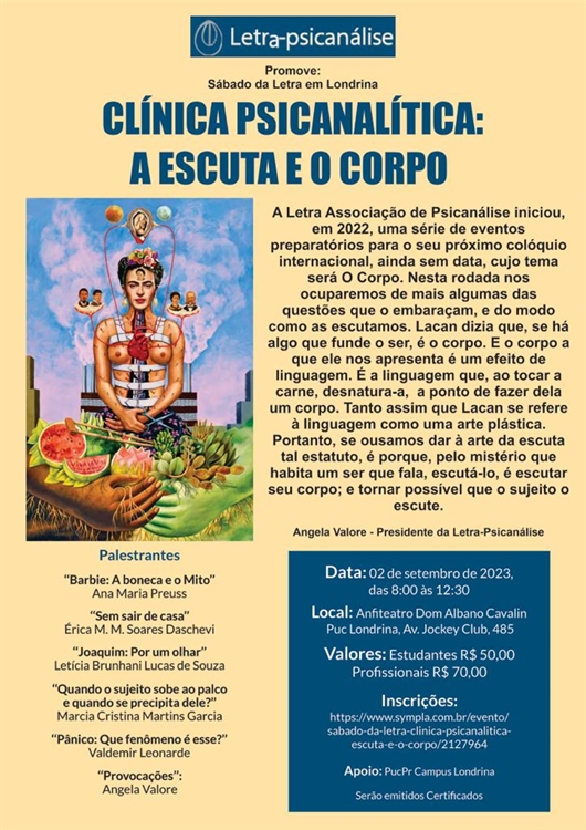  Sábado da Letra em Londrina - Clínica Psicanalítica: A escuta e o corpo