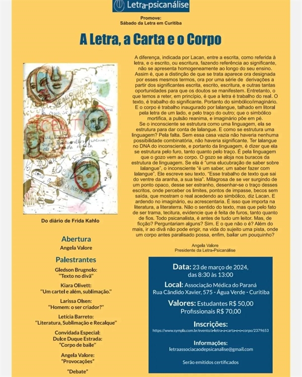  Sábado da Letra - A letra, a carta e o corpo