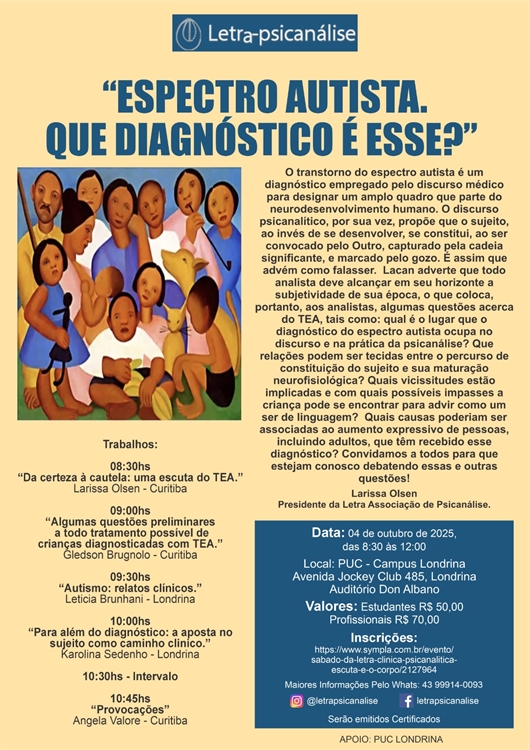  Sábado da Letra em Londrina - "Espectro Autista. que diagnóstico é esse?"